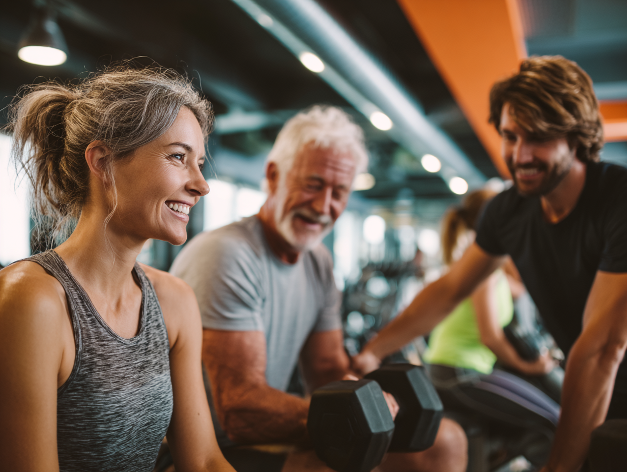 Група людей різного віку на тренуванні